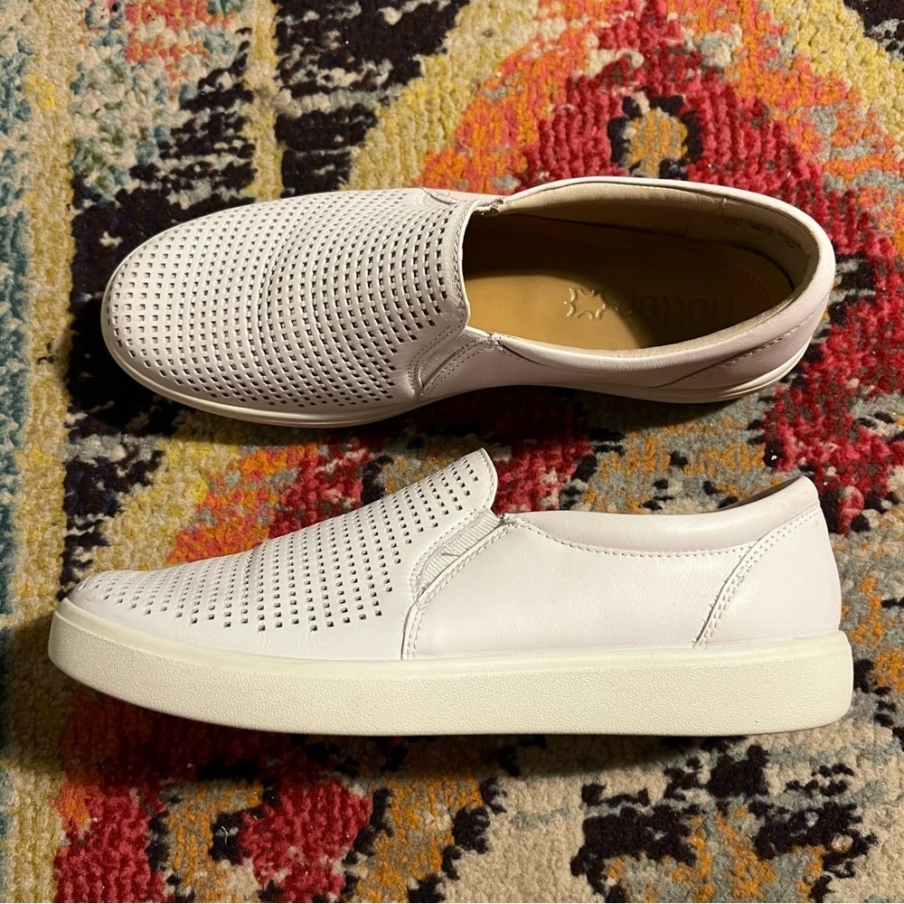 Hotter Daisy White Leather Comfort Slip On Shoes size 8